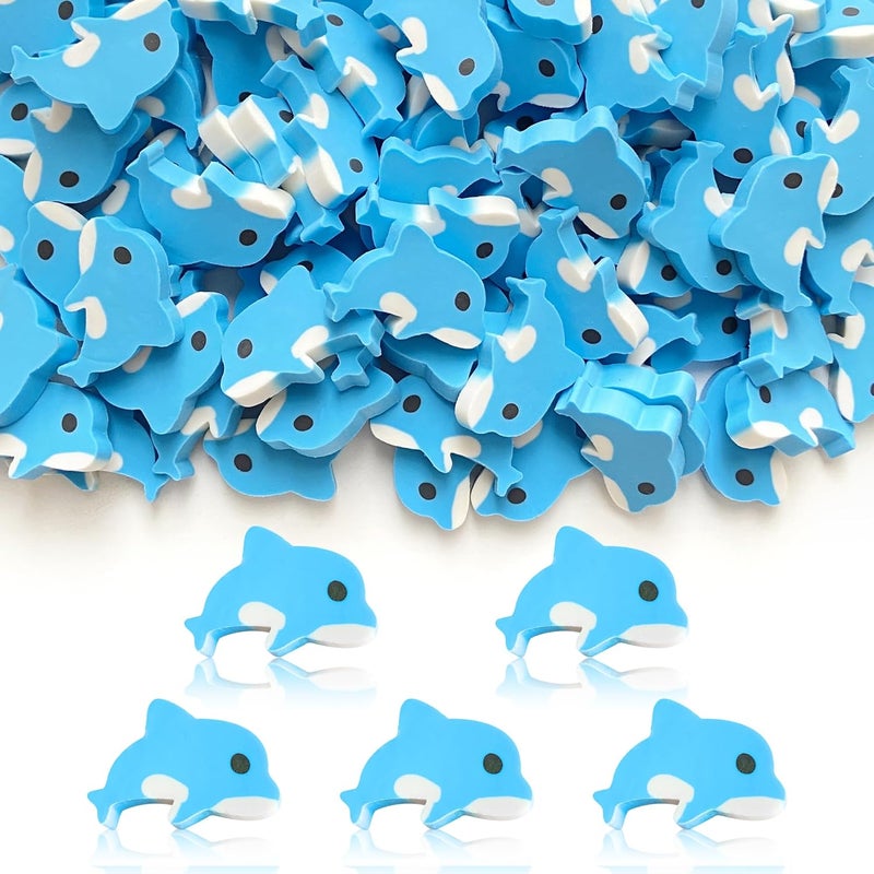 Kleeblatt Mini Dolphin Erasers for Kids Bulk, 50 PCS Cute Fun Desk Pets for Kids Classroom, Treasure Box Prizes,Party Favors for Kids Goodie Bags, Back to School Gifts for Students - Image 1